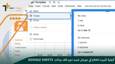 كيفية تثبيت الخلايا في جوجل شيت دون فقد بيانات Google Sheets
